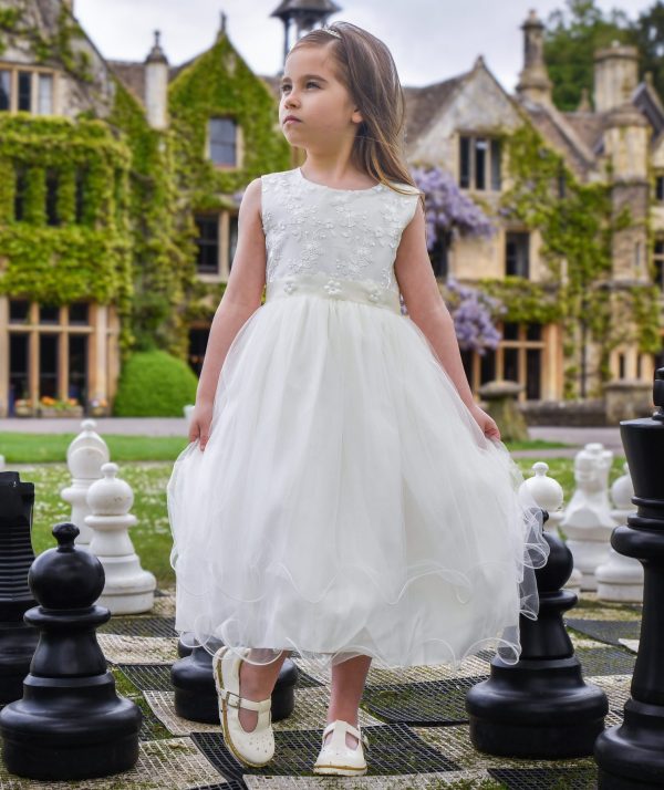 Girls Ava Dress in Ivory