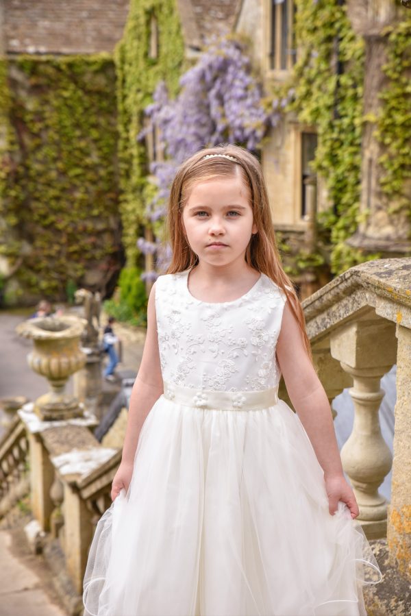 Girls Ava Dress in Ivory - Image 3