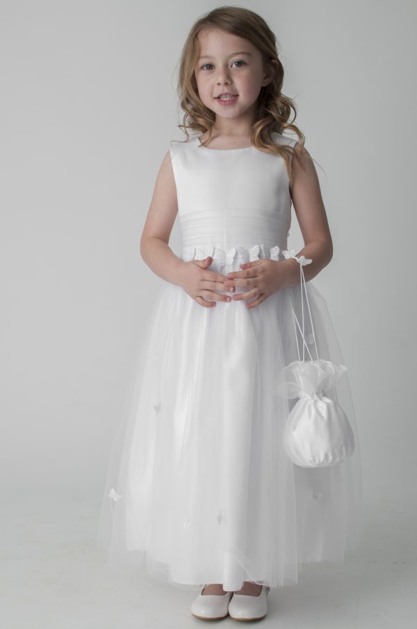 Girls Butterfly Dress with Bag in Ivory