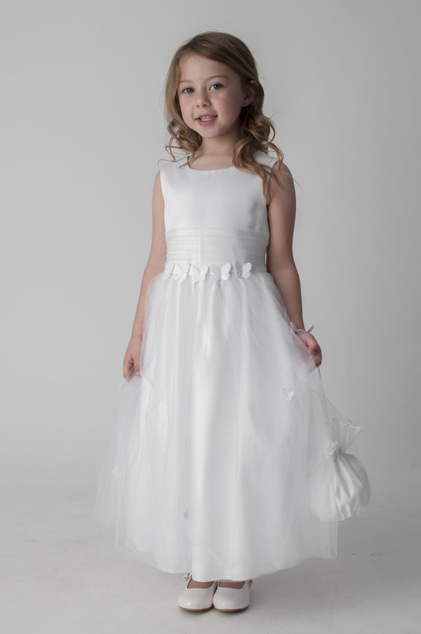 Girls Butterfly Dress with Bag in Ivory - Image 2