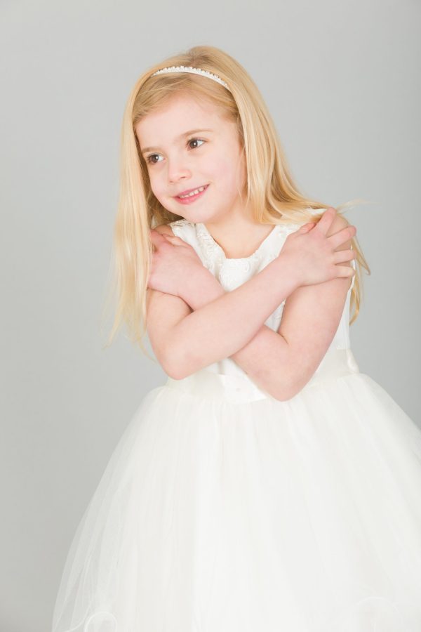 Girls Ava Dress in Ivory - Image 7