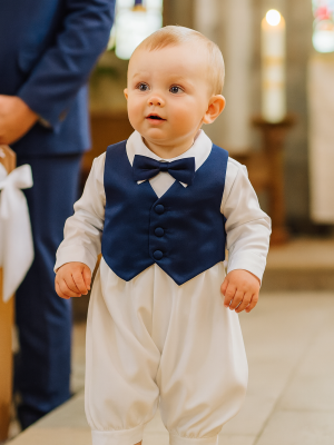 3 Piece Charlie Christening Suit In Navy