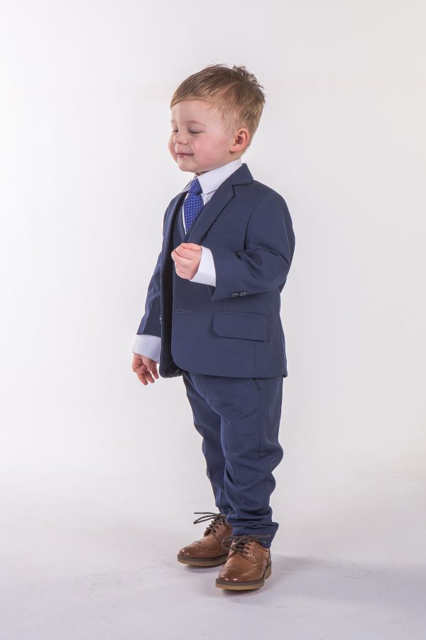 Boys 5 Piece Baby Boy Suit Royal Blue - Image 8