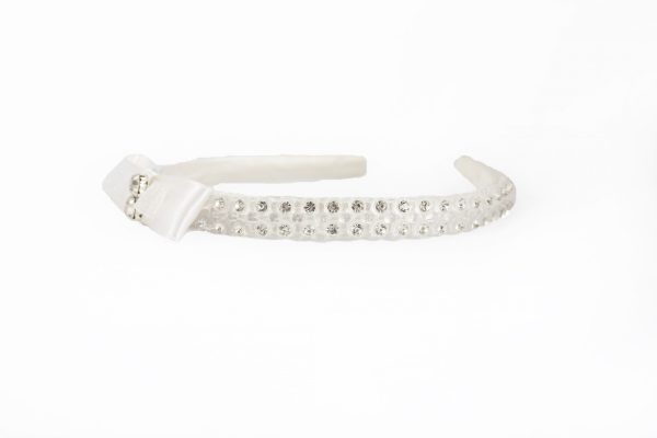 Diamante Bow Headband in Cream