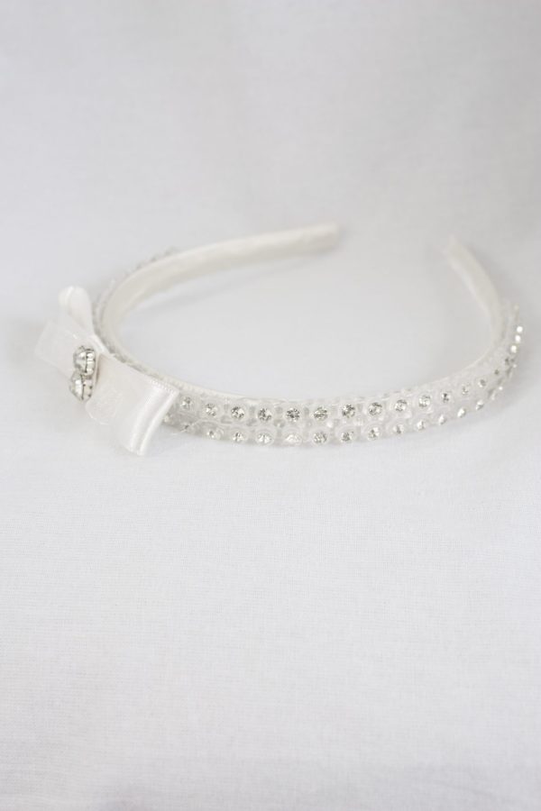 Diamante Bow Headband in Cream - Image 2