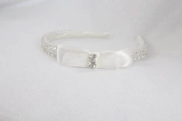 Diamante Bow Headband in Cream - Image 3