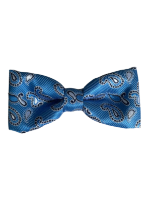 Blue large paisley bow tie