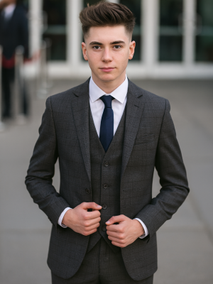 Boys Grey Check Suit Spencer