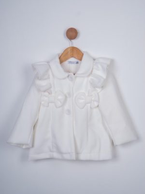 Girls White Bow Coat