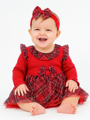 Girls Julie Tartan Dress with Matching Headband
