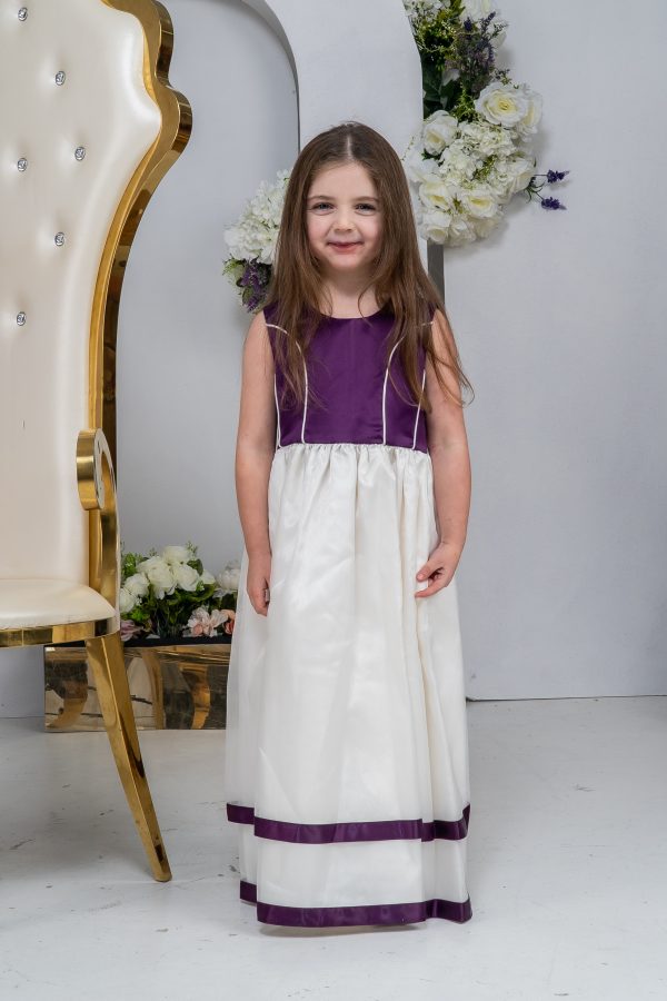 Girls Qwynn Dress in Purple/Ivory