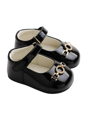 Early Steps Girls Black Buckle Shoe