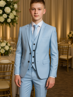 Boys 5 Piece Sky Blue Suit Milano Mayfair