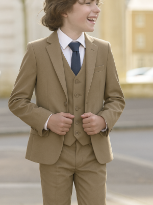 Boys 5 Piece Beige Suit Vivaki