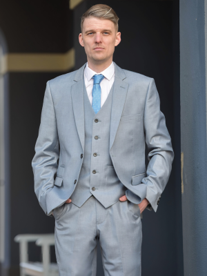 Mens Three Piece Light Grey Suit Milano Mayfair