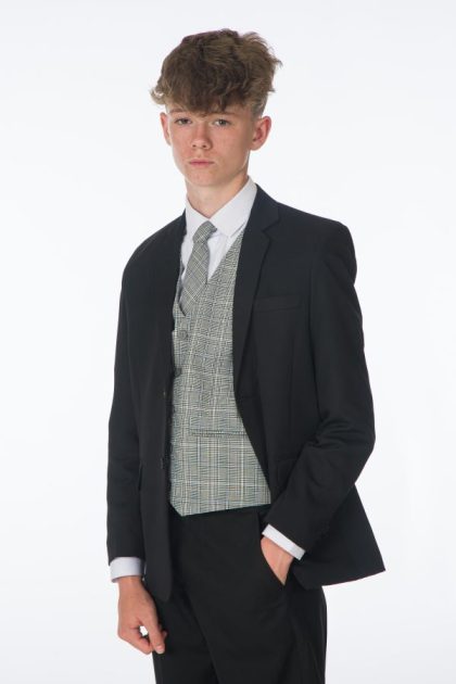 Boys Black/Grey Check Romario 5 Piece