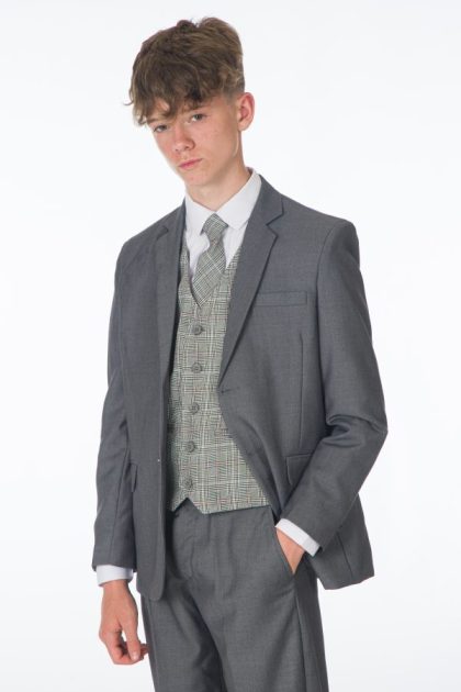 Boys Grey/Grey Check Romario 5 Piece