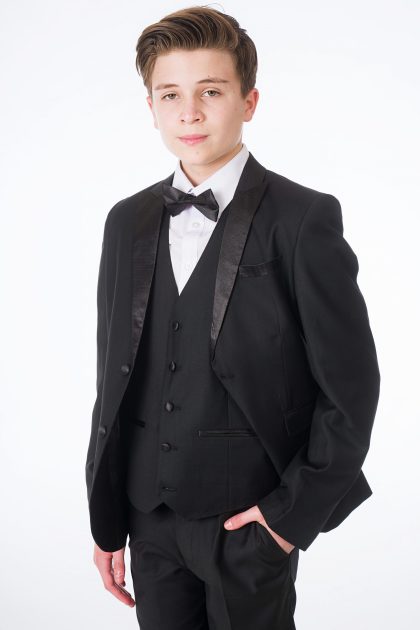 Boys Black Tuxedo Suit Milano Mayfair 5 Piece