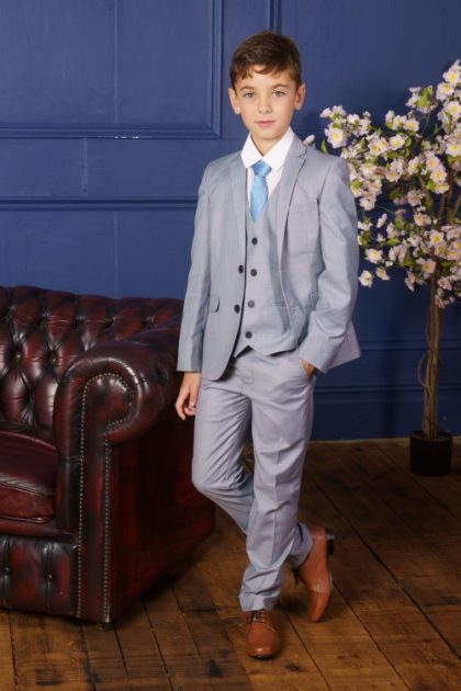 Boys Light Grey Suit Milano Mayfair 5 Piece