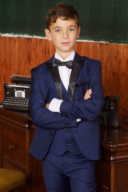 Boys 5 Piece Navy Tuxedo Suit Milano Mayfair