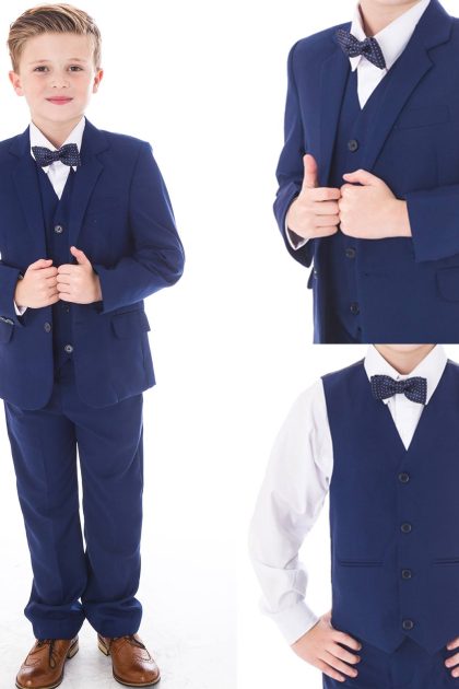 Royal Blue Boys' 5-Piece Suit with Bow Tie