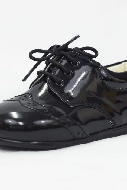 Early Steps Black Patent Brogue Shoes