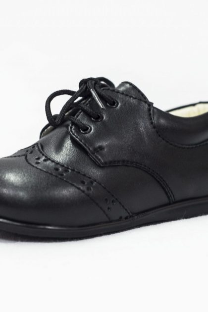 Early Steps Matte Black Brogue Shoes