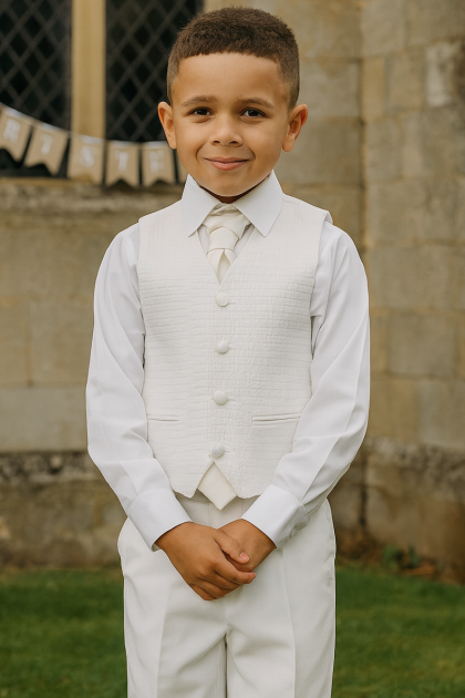 Boys 4 Piece All Cream Philip Suit