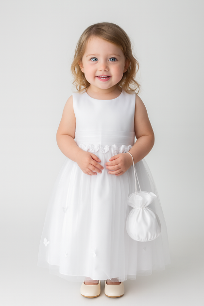 Baby Girls Butterfly Dress with Bag in Ivory