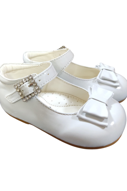 Early Steps White Patent Shoes With Bow Feature