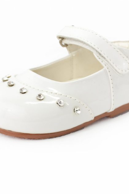 Early Steps Girls White Patent Fairy Diamond Shoes