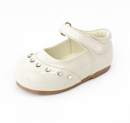 Early Steps Girls Cream Patent Fairy Diamond Shoes