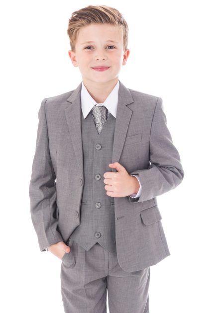 Boys Light Grey Five Piece Suit