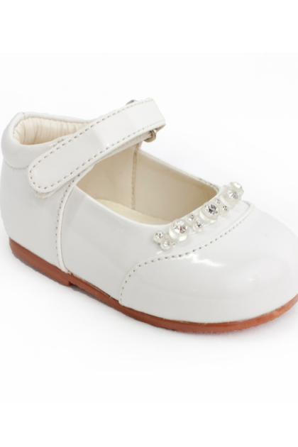 Early Steps Girls White Patent Diamond Shoes