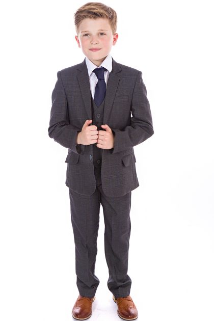 Boys Grey Check Suit Spencer