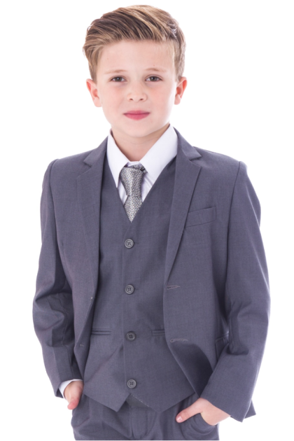 Boys 5 Piece Suit Medium Grey