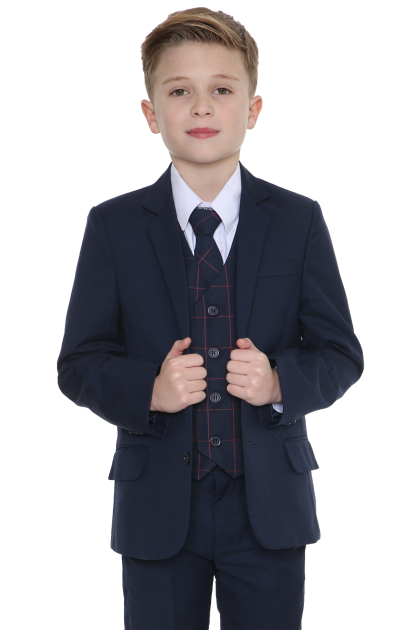 Boys 5 Piece Navy Suit with Navy Connor