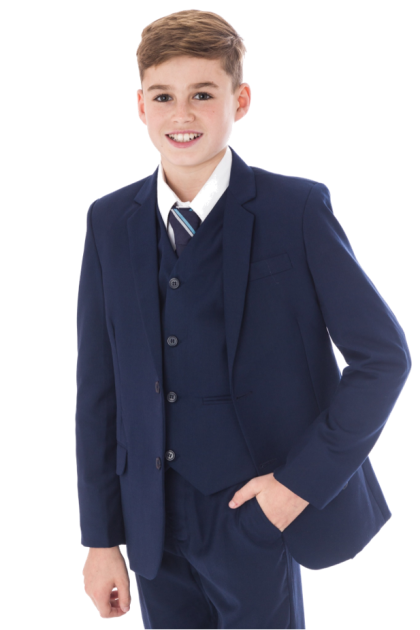 Boys Slim Navy 5 Piece Suit