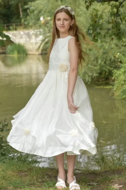 Girls Una Dress-Ivory