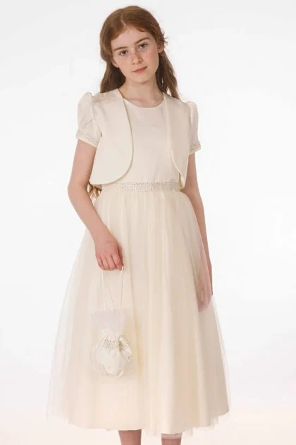 Girls Dress & Bag-Ivory