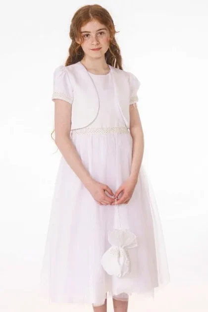 Girls Dress & Bag-White