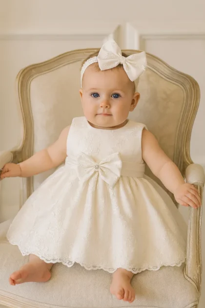 Baby Girls Elenore Christening Dress- White