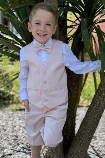 Baby Boys Pale Pink Shorts 4 Piece Suit