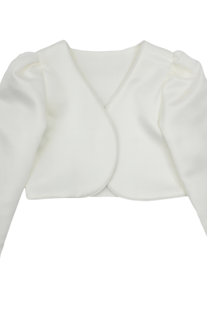 Girls Long Sleeve Bolero in Cream