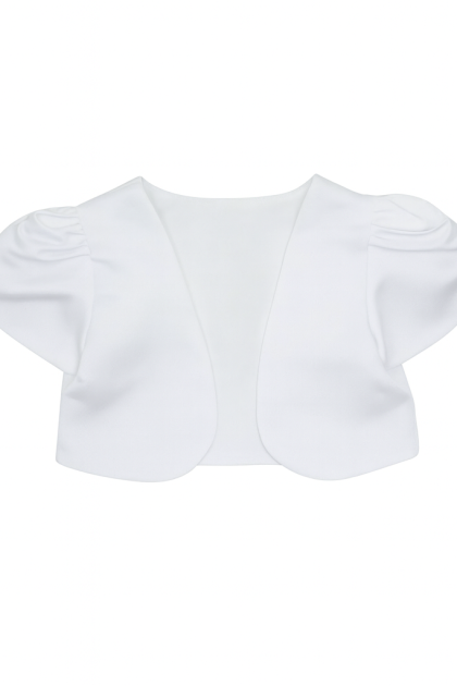 Girls Short Sleeve Bolero in White