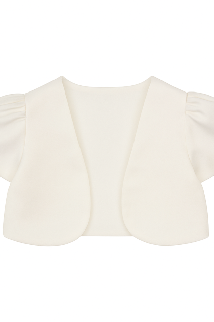 Girls Short Sleeve Bolero in Ivory