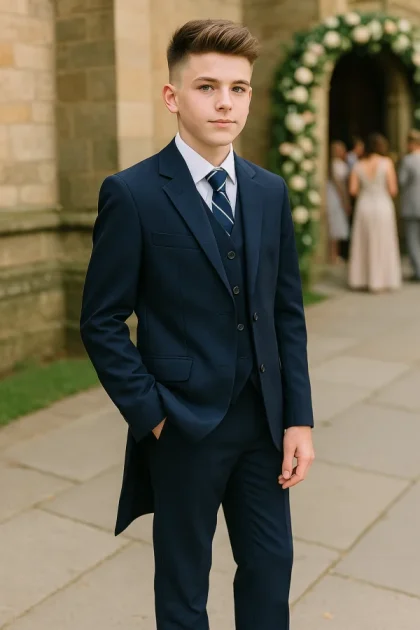 Boys 5 Piece Tailcoat Suit- Navy