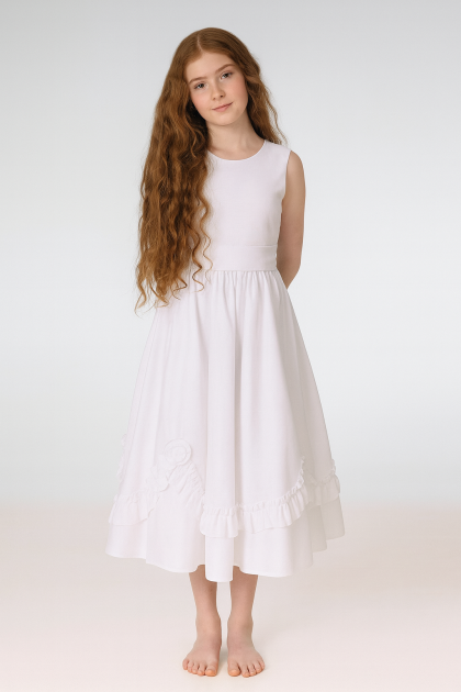 Girls Olivia Dress-White