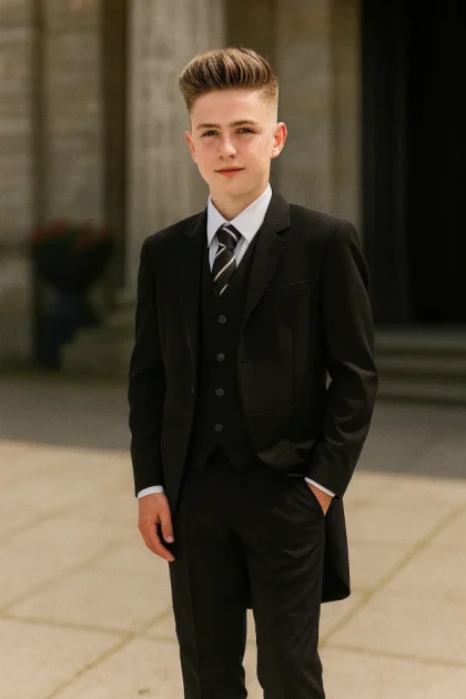 Boys 5 Piece Tailcoat Suit- Black