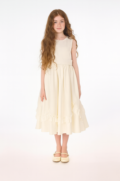 Girls Olivia Dress-Ivory